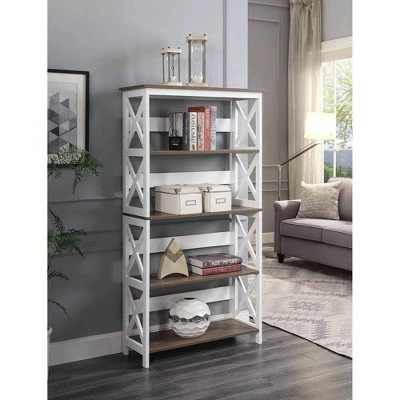 60" Oxford 5 Tier Bookcase - Breighton Home Driftwood/white 3 60" Oxford 5 Tier Bookcase - Breighton Home Driftwood/white