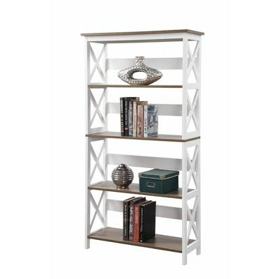 60" Oxford 5 Tier Bookcase - Breighton Home Driftwood/white 4 60" Oxford 5 Tier Bookcase - Breighton Home Driftwood/white - Image 2