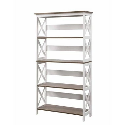 60" Oxford 5 Tier Bookcase - Breighton Home Driftwood/white 7 60" Oxford 5 Tier Bookcase - Breighton Home Driftwood/white - Image 5