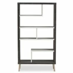 56.14" Atlantic Modern and Contemporary Two-Tone Finished Wood Display Shelf Dark Brown - Baxton Studio -Bookshelves Sales Shop unnamed file 1034