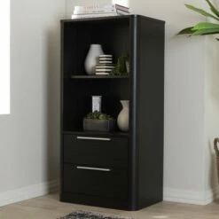 15.47" 2 Drawer Carlingford Modern and Contemporary Espresso Finished Wood Bookshelf Brown - Baxton Studio -Bookshelves Sales Shop unnamed file 1047
