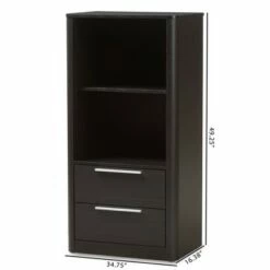 15.47" 2 Drawer Carlingford Modern and Contemporary Espresso Finished Wood Bookshelf Brown - Baxton Studio -Bookshelves Sales Shop unnamed file 1049