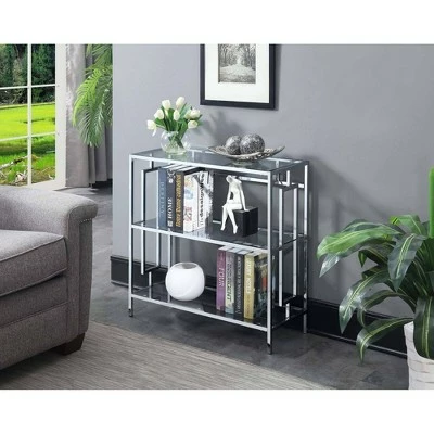 30" Town Square Chrome 3 Tier Bookcase Chrome - Breighton Home 3 30" Town Square Chrome 3 Tier Bookcase Chrome - Breighton Home