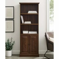 Alastair Transitional Classic Storage Hutch - Saracina Home Dark Walnut -Bookshelves Sales Shop unnamed file 1120