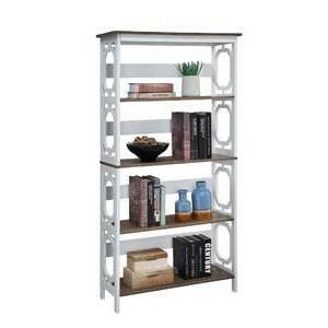 60" Omega 5 Tier Bookcase Driftwood Shelves/White - Breighton Home 3 60" Omega 5 Tier Bookcase Driftwood Shelves/White - Breighton Home