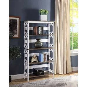 60" Omega 5 Tier Bookcase Driftwood Shelves/White - Breighton Home 4 60" Omega 5 Tier Bookcase Driftwood Shelves/White - Breighton Home - Image 2