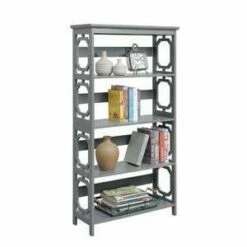 60" Omega 5 Tier Bookcase Gray - Breighton Home