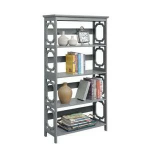 60" Omega 5 Tier Bookcase Gray - Breighton Home 3 60" Omega 5 Tier Bookcase Gray - Breighton Home