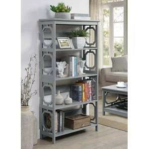 60" Omega 5 Tier Bookcase Gray - Breighton Home 4 60" Omega 5 Tier Bookcase Gray - Breighton Home - Image 2