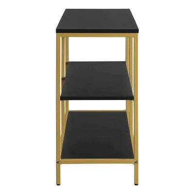 Modern Life Double 3 Shelves Bookcase Credenza - OSP Home Furnishings Black 4 Modern Life Double 3 Shelves Bookcase Credenza - OSP Home Furnishings Black - Image 2