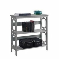 32.5" Omega 3 Tier Bookcase Gray - Breighton Home
