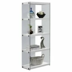 Hollow Core/Tempered Glass Bookcase - EveryRoom Glossy White -Bookshelves Sales Shop unnamed file 1202