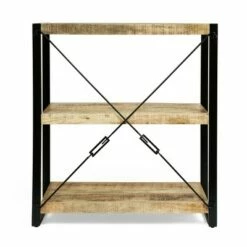 Brinkley Modern Industrial Handcrafted 3 Shelf Mango Wood Shelving Unit Natural/Black - Christopher Knight Home -Bookshelves Sales Shop unnamed file 1208