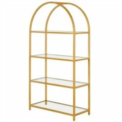 Henn& Hart 62 in. Arched Brass Finish Bookcase - Henn&Hart -Bookshelves Sales Shop unnamed file 1259