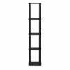 Furinno Turn-N-Tube 5 Tier Wooden PVC Corner Display Shelf and Bookcase for Living Room, Dining Room, Bedroom, and Office Spaces, Americano Black