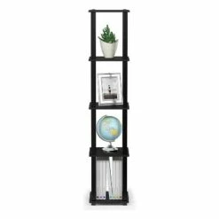 Furinno Turn-N-Tube 5 Tier Wooden PVC Corner Display Shelf and Bookcase for Living Room, Dining Room, Bedroom, and Office Spaces, Americano Black -Bookshelves Sales Shop unnamed file 1266
