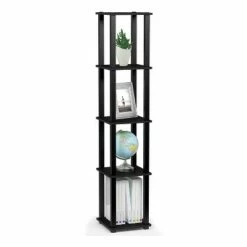 Furinno Turn-N-Tube 5 Tier Wooden PVC Corner Display Shelf and Bookcase for Living Room, Dining Room, Bedroom, and Office Spaces, Americano Black -Bookshelves Sales Shop unnamed file 1267