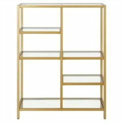 Henn& Hart 42" Tall Brass Finish Bookcase - Henn&Hart
