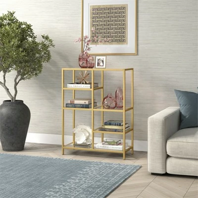 Henn& Hart 42" Tall Brass Finish Bookcase - Henn&Hart 7 Henn& Hart 42" Tall Brass Finish Bookcase - Henn&Hart - Image 6