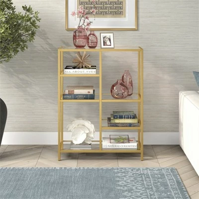 Henn& Hart 42" Tall Brass Finish Bookcase - Henn&Hart 9 Henn& Hart 42" Tall Brass Finish Bookcase - Henn&Hart - Image 8