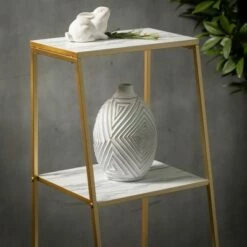 Sullivans Marble Shelved Gold Etagere 47"H Gold