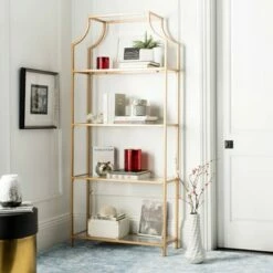80" Slater 4 Tier Etagere Gold - Safavieh