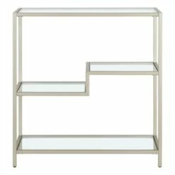 Henn& Hart 36" Tall Satin Nickel Bookcase - Henn&Hart