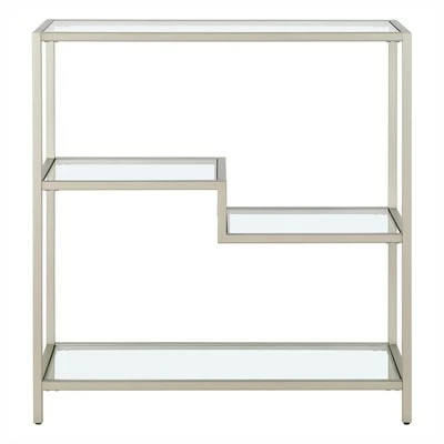 Henn& Hart 36" Tall Satin Nickel Bookcase - Henn&Hart 6 Henn& Hart 36" Tall Satin Nickel Bookcase - Henn&Hart - Image 4
