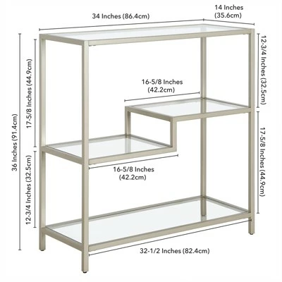 Henn& Hart 36" Tall Satin Nickel Bookcase - Henn&Hart 9 Henn& Hart 36" Tall Satin Nickel Bookcase - Henn&Hart - Image 7
