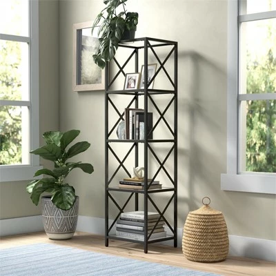 Henn& Hart 18" Wide Black Bronze Bookcase - Henn&Hart 4 Henn& Hart 18" Wide Black Bronze Bookcase - Henn&Hart - Image 2