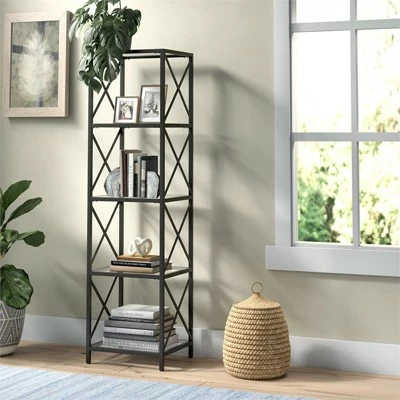 Henn& Hart 18" Wide Black Bronze Bookcase - Henn&Hart 8 Henn& Hart 18" Wide Black Bronze Bookcase - Henn&Hart - Image 6