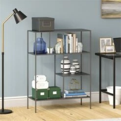 Henn& Hart 48" Tall Gunmetal Gray Bookcase - Henn&Hart -Bookshelves Sales Shop unnamed file 1388