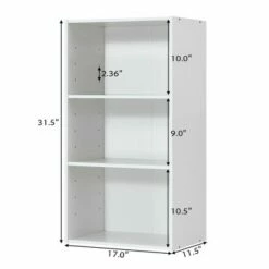 Costway 3 Tier Open Shelf Bookcase Multi-functional Storage Display Cabinet Furni White