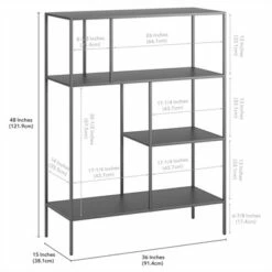 Henn& Hart 48" Tall Gunmetal Gray Bookcase - Henn&Hart -Bookshelves Sales Shop unnamed file 1390