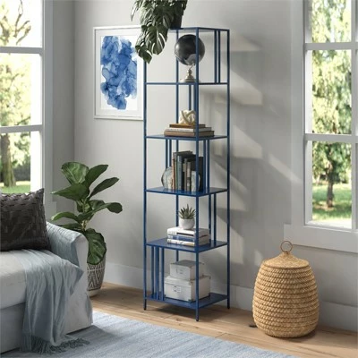 Henn& Hart 18" Wide Mykonos Blue Bookcase - Henn&Hart 6 Henn& Hart 18" Wide Mykonos Blue Bookcase - Henn&Hart - Image 4