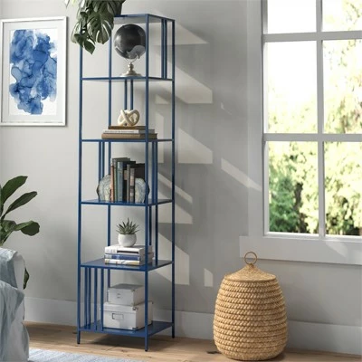 Henn& Hart 18" Wide Mykonos Blue Bookcase - Henn&Hart 8 Henn& Hart 18" Wide Mykonos Blue Bookcase - Henn&Hart - Image 6