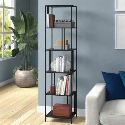 Henn& Hart 18" Wide Black Bronze Bookcase - Henn&Hart 8 Henn& Hart 18" Wide Black Bronze Bookcase - Henn&Hart - Image 6