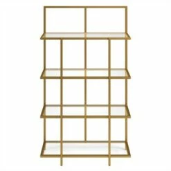 Henn& Hart 62 in. Brass Finish Standard Bookcase - Henn&Hart -Bookshelves Sales Shop unnamed file 1450