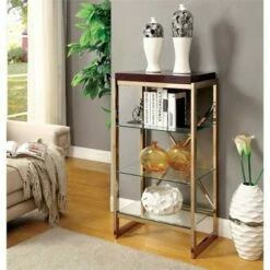 Ruptin Contemporary 4-shelf Metal Bookcase in Gold - Furniture of America