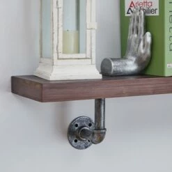 23.5" x 7.3" Industrial Pipe Wall Shelf - Danya B. Dark Brown/silver -Bookshelves Sales Shop unnamed file 1470