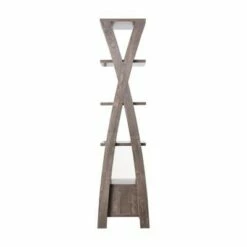 Stokes Wood 4-Shelf 71-Inch Standard Bookcase in Walnut Oak - Furniture of America