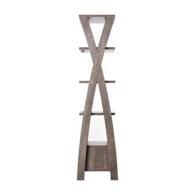 Stokes Wood 4-Shelf 71-Inch Standard Bookcase in Walnut Oak - Furniture of America 3 Stokes Wood 4-Shelf 71-Inch Standard Bookcase in Walnut Oak - Furniture of America