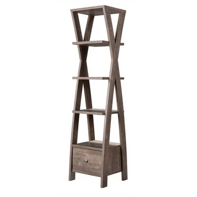 Stokes Wood 4-Shelf 71-Inch Standard Bookcase in Walnut Oak - Furniture of America 7 Stokes Wood 4-Shelf 71-Inch Standard Bookcase in Walnut Oak - Furniture of America - Image 5