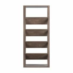 Rubus Wood 5-Shelf 71-Inch Etagere Bookcase in Walnut - Furniture of America