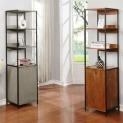 Armand Modern Wood Shelf with Storage in Natural - Furniture of America