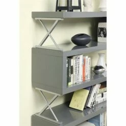 Sheena Contemporary Bookcase in Glossy Gray - Furniture of America