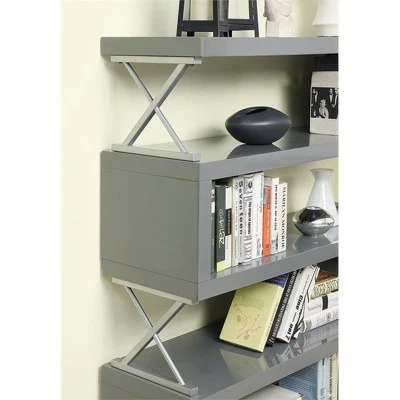 Sheena Contemporary Bookcase in Glossy Gray - Furniture of America 3 Sheena Contemporary Bookcase in Glossy Gray - Furniture of America