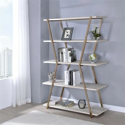 Ketano Metal 4-Shelf Bookcase in Champagne and White - Furniture of America 3 Ketano Metal 4-Shelf Bookcase in Champagne and White - Furniture of America