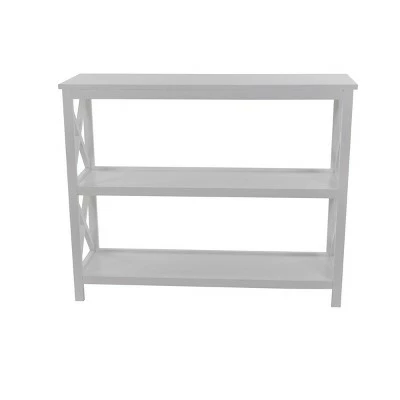 Contemporary 3 Tier Low Wooden Shelf - Olivia & May White 7 Contemporary 3 Tier Low Wooden Shelf - Olivia & May White - Image 5