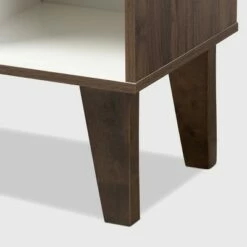 43.99" 9 Shelf Senja Two-Tone Finished Wood Bookshelf White/Walnut - Baxton Studio -Bookshelves Sales Shop unnamed file 1559